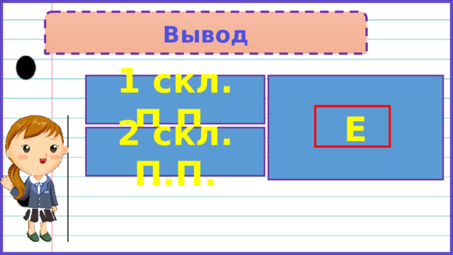 Вывод 1 скл. П.П. Е 2 скл. П.П. 