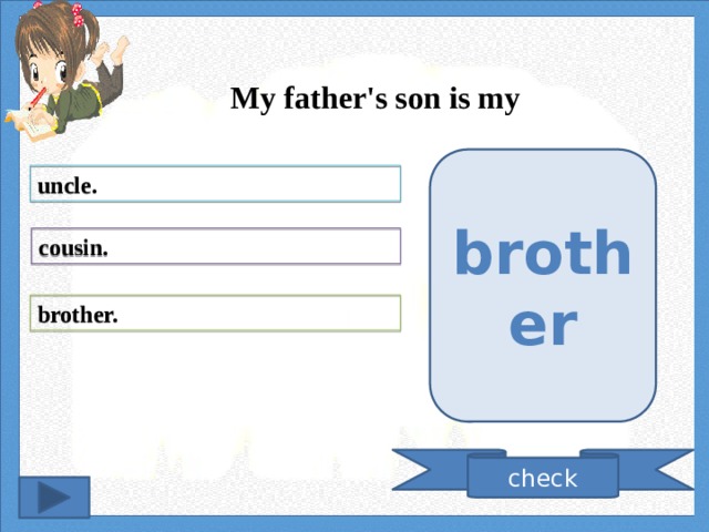 My father's son is my brother uncle. cousin. brother. check 