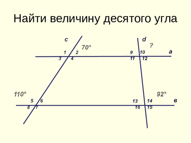 Найти величину десятого угла 