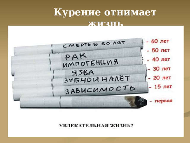 Курение отнимает жизнь  