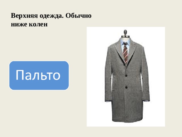 Верхняя одежда. Обычно ниже колен 