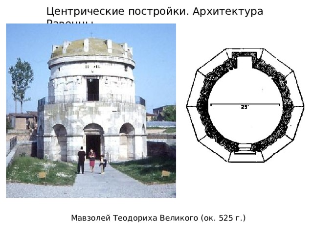 Центрические постройки. Архитектура Равенны. Мавзолей Теодориха Великого (ок. 525 г.) 