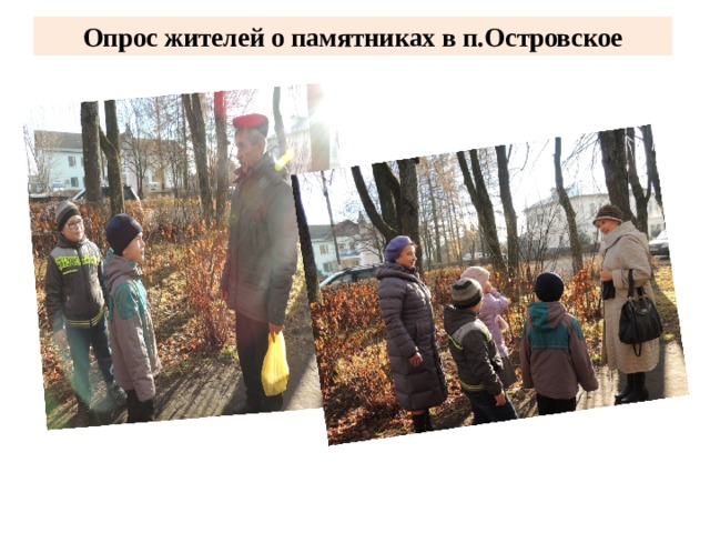 Опрос жителей о памятниках в п.Островское 