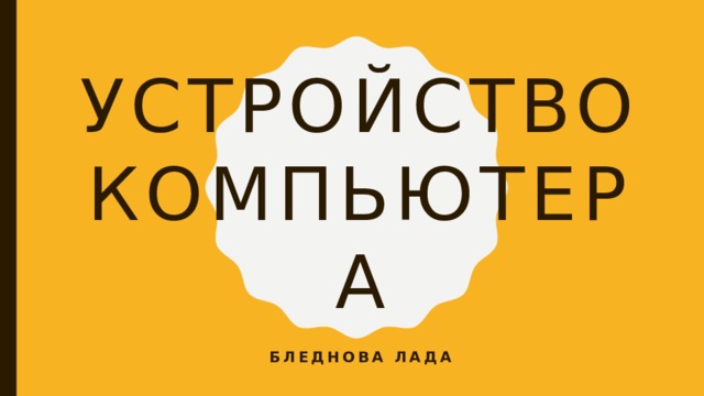 Устройство компьютера Бледнова Лада  