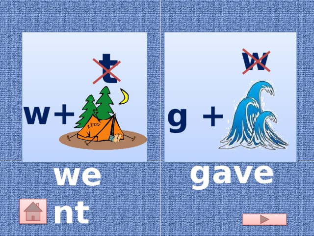 w t w+ g + gave went 