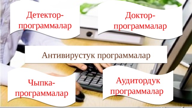 Детектор-программалар Доктор-программалар Антивирустук программалар Аудитордук программалар Чыпка-программалар 