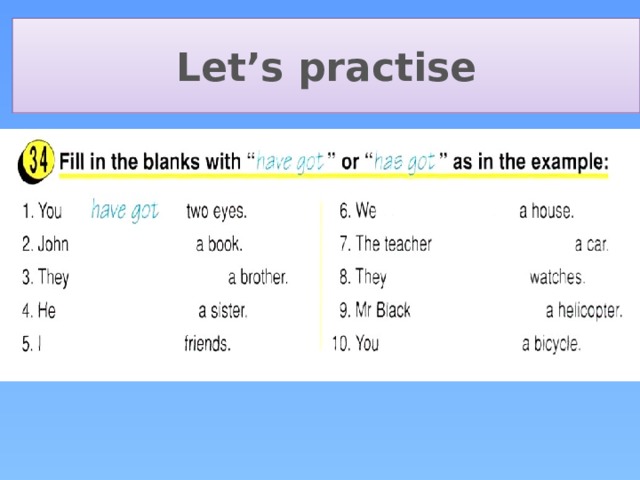 Let’s practise 
