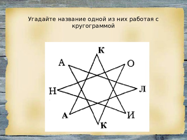 Угадайте название одной из них работая с кругограммой   