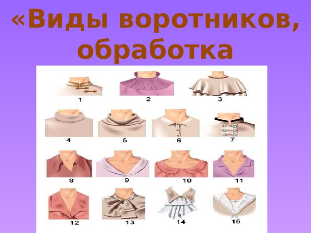 «Виды воротников, обработка воротников». 