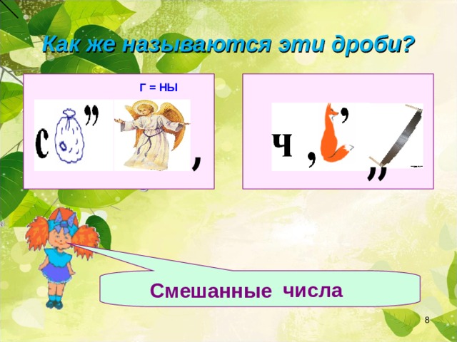 Как же называются эти дроби? Г = НЫ числа  Смешанные  