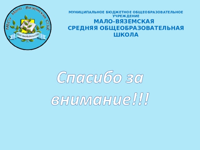 МУНИЦИПАЛЬНОЕ БЮДЖЕТНОЕ ОБЩЕОБРАЗОВАТЕЛЬНОЕ УЧРЕЖДЕНИЕ  МАЛО-ВЯЗЕМСКАЯ СРЕДНЯЯ ОБЩЕОБРАЗОВАТЕЛЬНАЯ ШКОЛА       