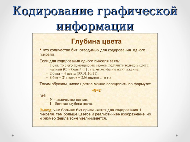 Кодирование графической информации 