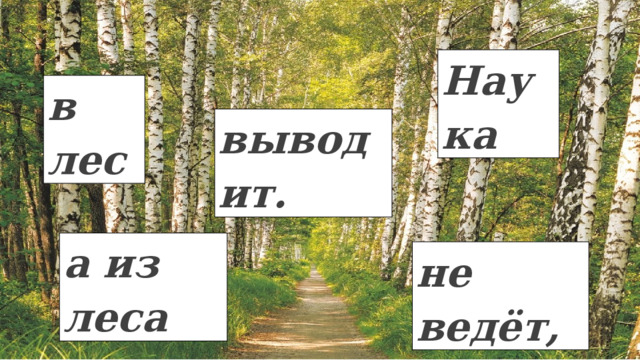 Наука в лес выводит. а из леса не ведёт, 