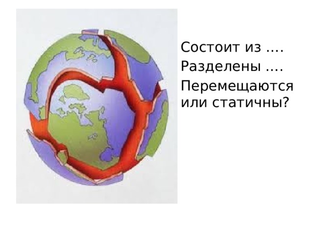 Состоит из …. Разделены …. Перемещаются или статичны? 