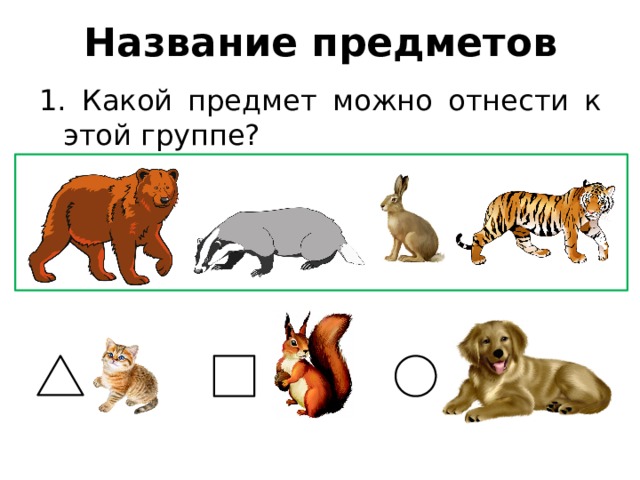 Название предметов 1. Какой предмет можно отнести к этой группе? 