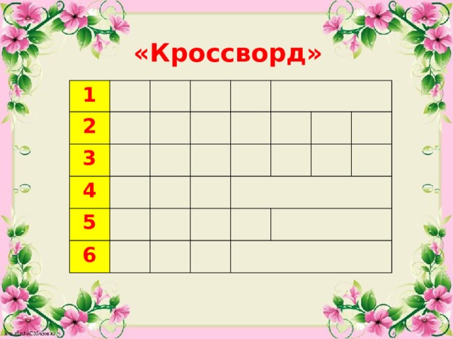 «Кроссворд» 1 2 3 4 5 6  