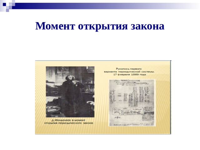 Момент открытия закона 