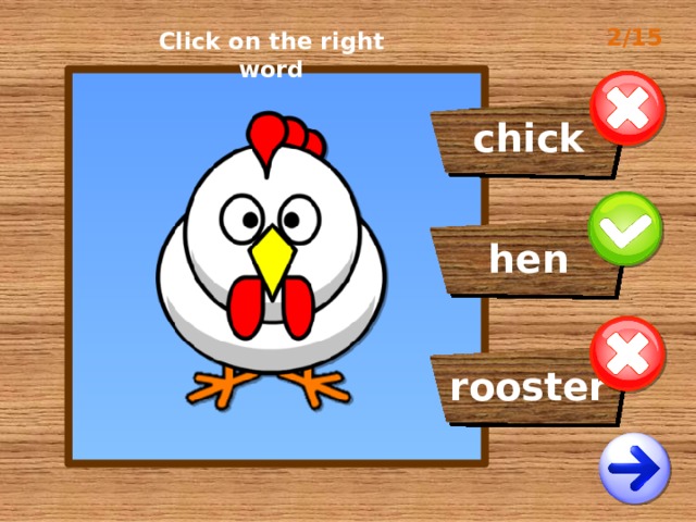 2/15 Click on the right word chick hen rooster 