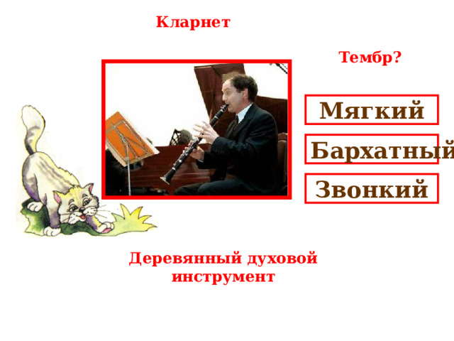 Кларнет Тембр? Мягкий Бархатный Звонкий Деревянный духовой инструмент 