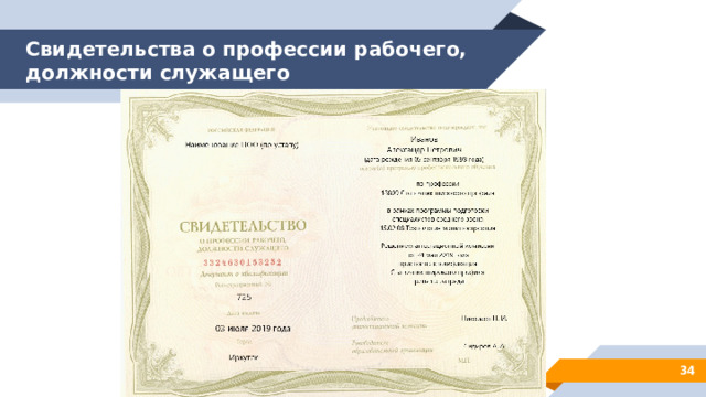 Свидетельства о профессии рабочего, должности служащего 28 