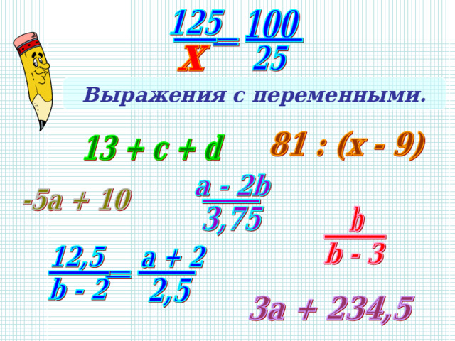Выражения с переменными. 