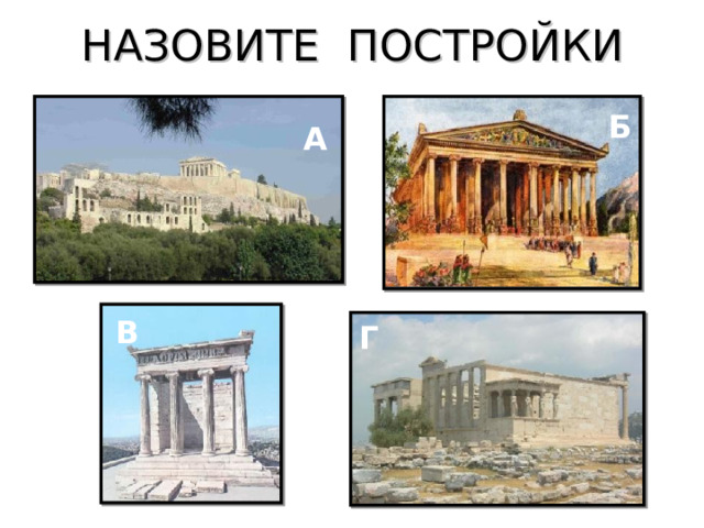 НАЗОВИТЕ ПОСТРОЙКИ Б А В Г 