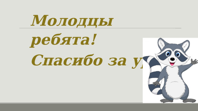 Молодцы ребята! Спасибо за урок! 