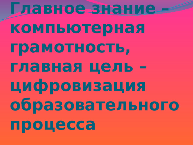 Главное знание – компьютерная грамотность, главная цель – цифровизация образовательного процесса 