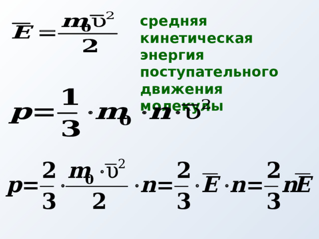 средняя кинетическая энергия поступательного движения молекулы 