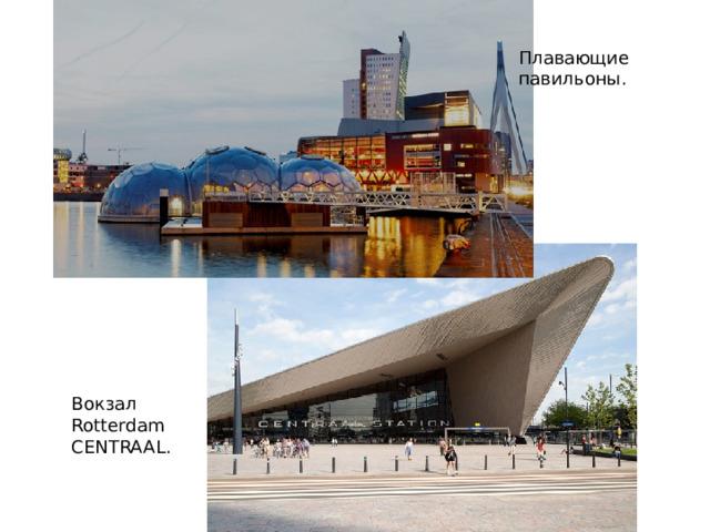 Плавающие павильоны . Вокзал Rotterdam CENTRAAL. 