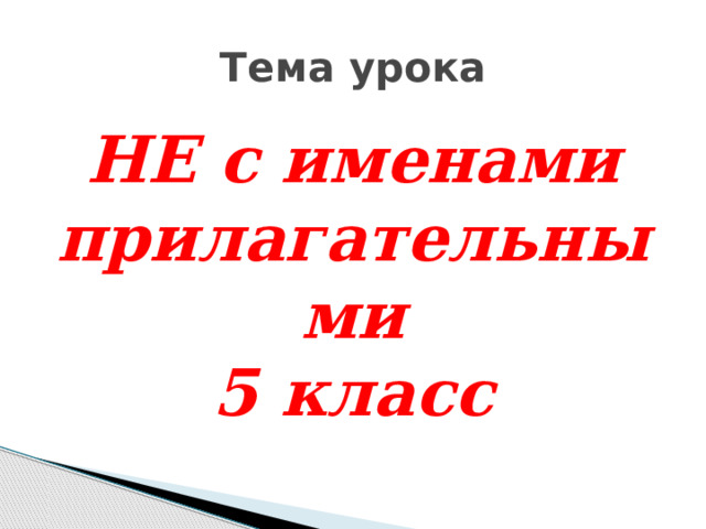 Тема урока НЕ  с именами прилагательными 5 класс 