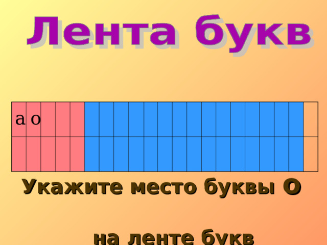 а о Укажите место буквы о   на ленте букв  