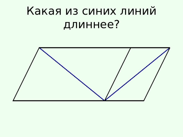 Какая из синих линий длиннее? 