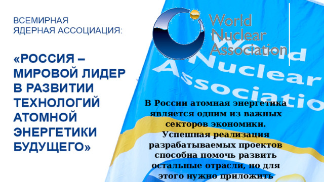 В России атомная энергетика является одним из важных секторов экономики. Успешная реализация разрабатываемых проектов способна помочь развить остальные отрасли, но для этого нужно приложить немало усилий. 