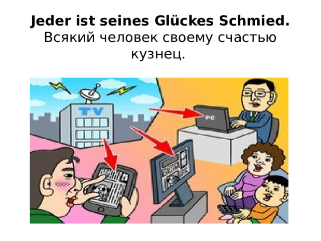 Jeder ist seines Glückes Schmied. Всякий человек своему счастью кузнец.  