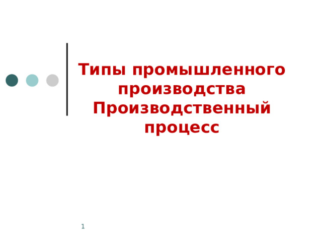 Типы промышленного производства  Производственный процесс  