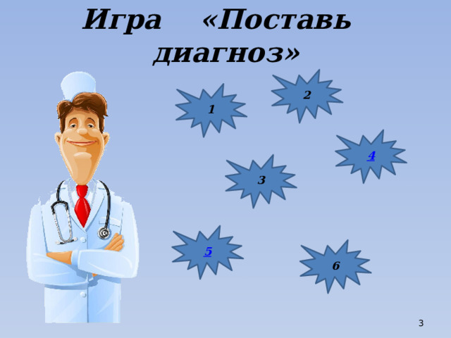 Игра «Поставь диагноз» 2 1 3 6  