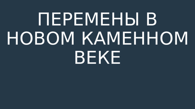 ПЕРЕМЕНЫ В НОВОМ КАМЕННОМ ВЕКЕ 