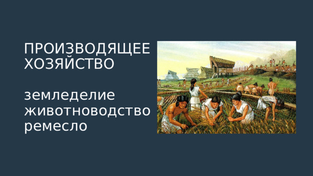 ПРОИЗВОДЯЩЕЕ ХОЗЯЙСТВО   земледелие  животноводство  ремесло 