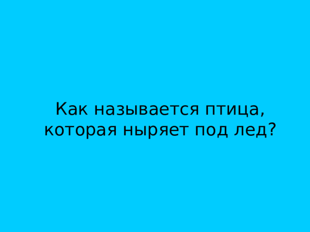 Как называется птица, которая ныряет под лед? 