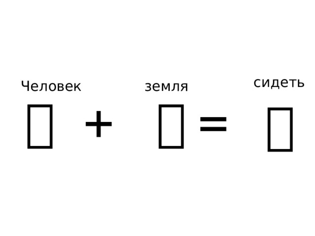 сидеть  Человек     земля   人 + 土 = 坐 