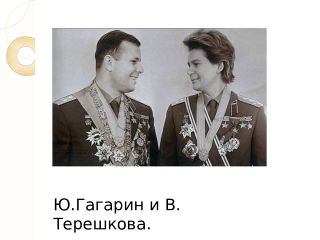 Ю.Гагарин и В. Терешкова. 