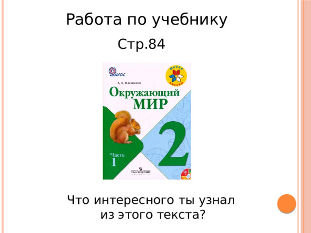 Работа по учебнику Стр.84 Что интересного ты узнал из этого текста? 