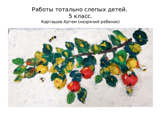 Работы тотально слепых детей.  5 класс.  Карташов Артем (незрячий ребенок) 