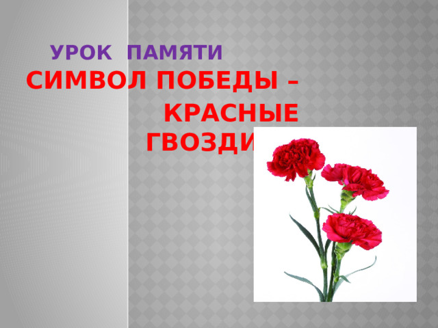 УРОК ПАМЯТИ    СИМВОЛ ПОБЕДЫ – КРАСНЫЕ ГВОЗДИКИ 