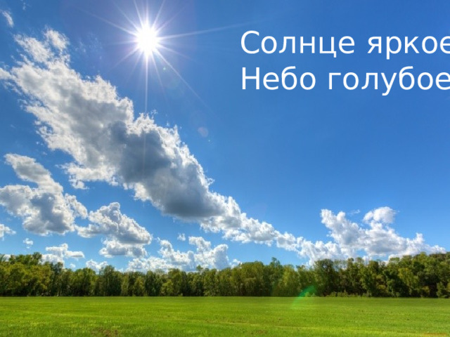 Солнце яркое. Небо голубое. 