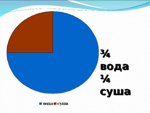 ¾  вода  ¼ суша 