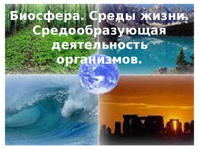 Биосфера. Среды жизни. Средообразующая деятельность организмов. 