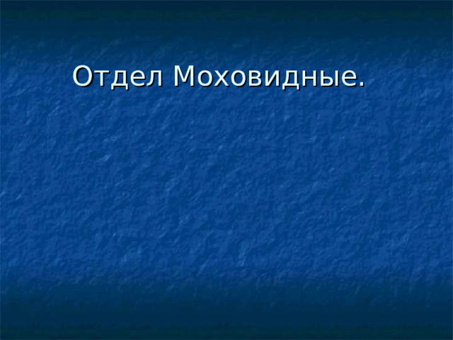 Отдел Моховидные. 