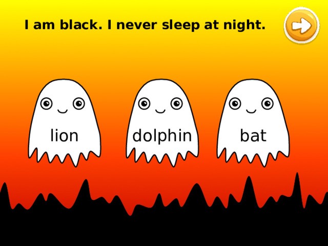 I am black. I never sleep at night. dolphin lion bat 